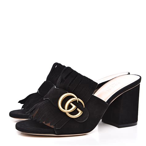 gucci marmont mid heel slide|Gucci black strappy heels.